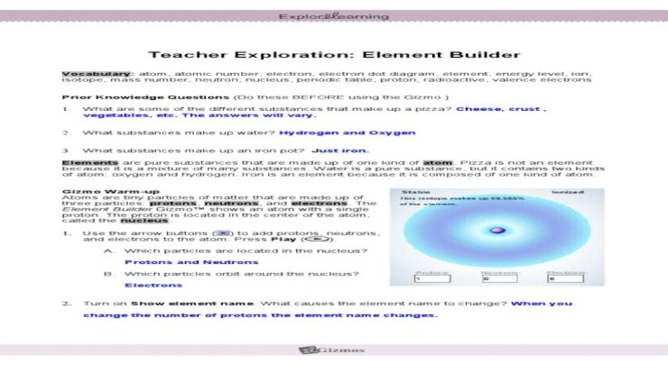 Answers to element builder gizmo