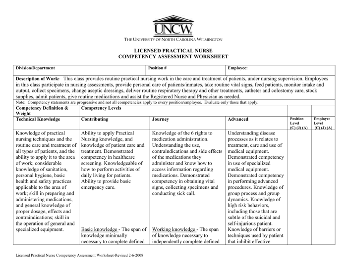 Nursing competency test questions and answers