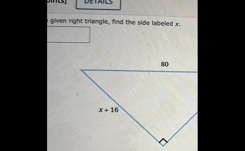 Find the side labeled x in the following figure.