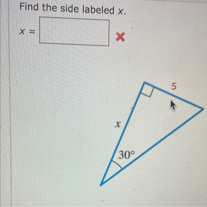 Find the side labeled x in the following figure.