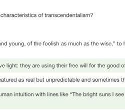 Which details from song of myself reflect characteristics of transcendentalism