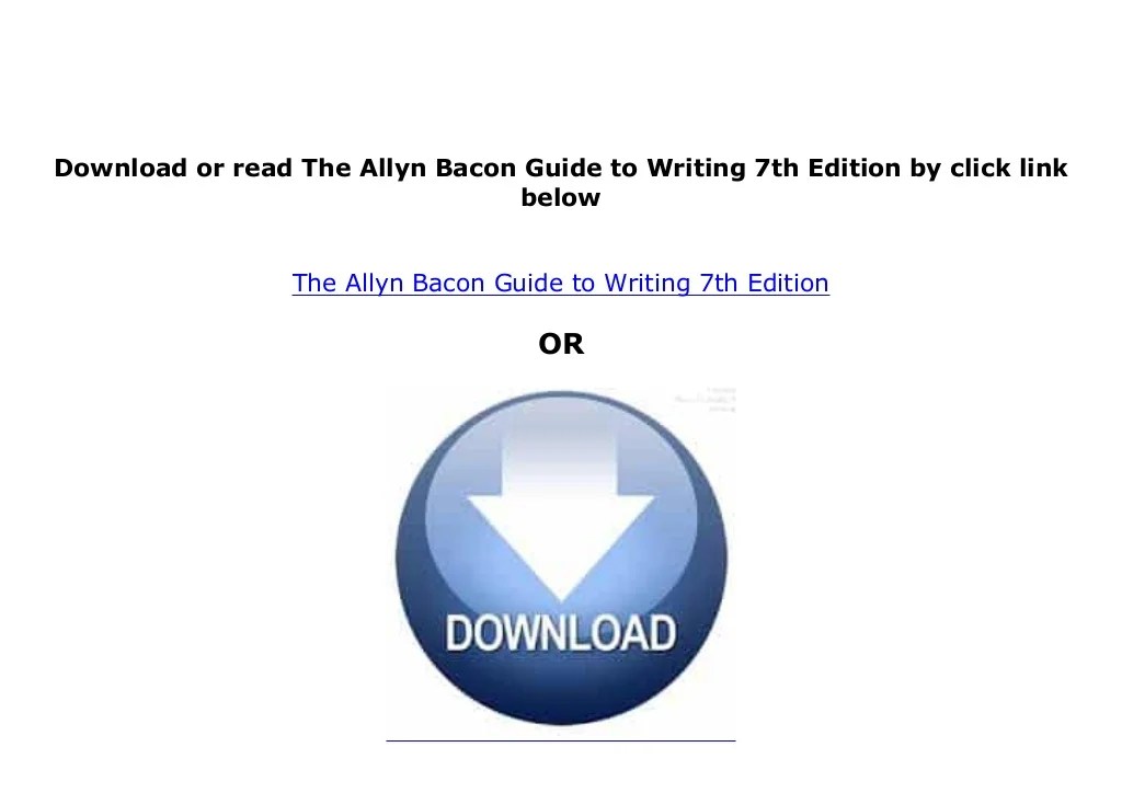 The allyn & bacon guide to writing 8th edition